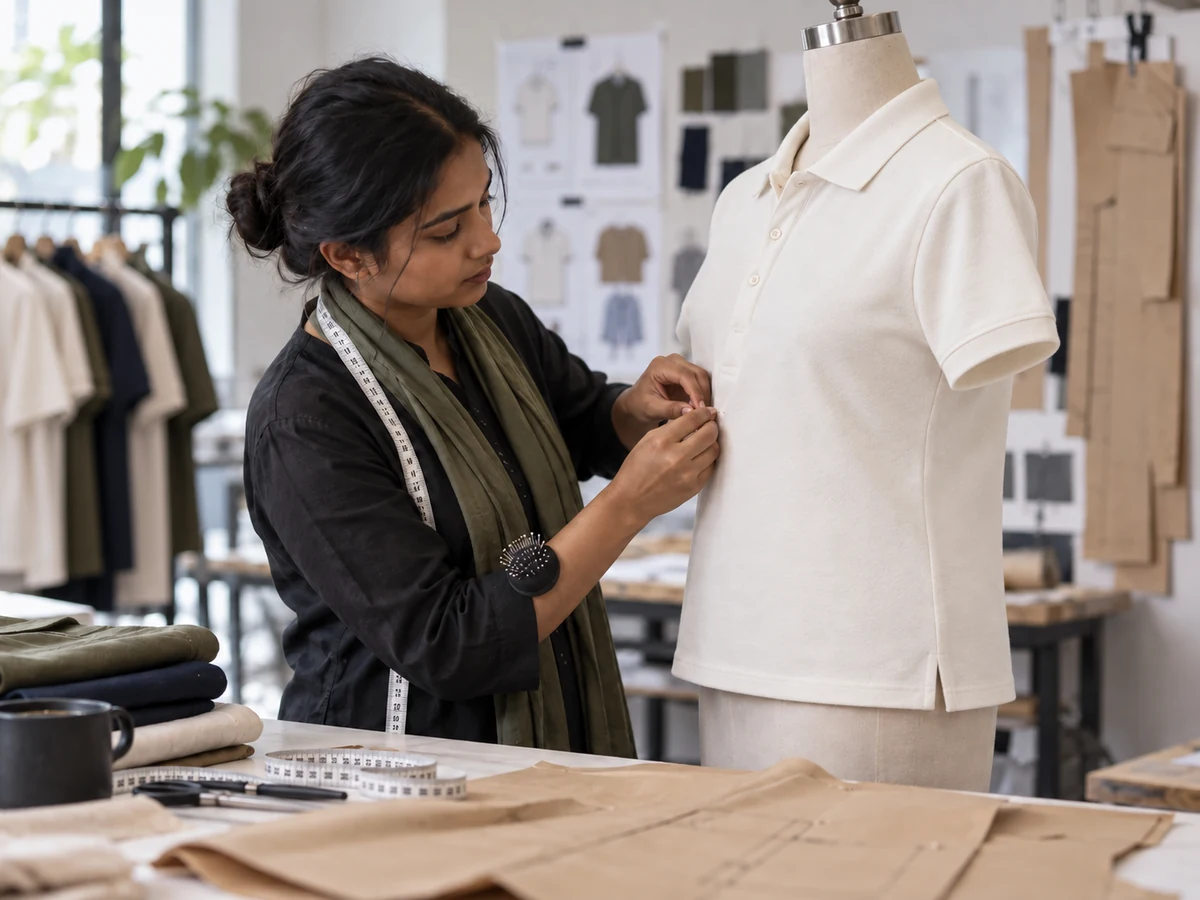 Sample maker at a dress form